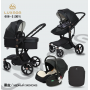 Коляска LUXMOM 608-2 3в1: чёрный кожа